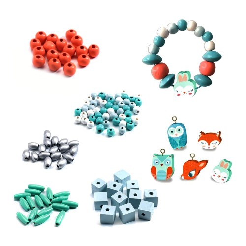 Набор для творчества с деревянными бусинами "Маленькие зверушки" (Djeco)
