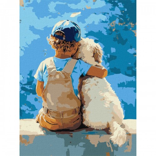 Картина по номерам "Мальчик и пес" 30x40 см (Ідейка)