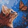 Алмазна мозаїка "Котик та метелик" 30х30см (Ідейка)