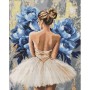 Алмазная мозаика "Балерина с голубыми пионами" 40х50 см (Ідейка)