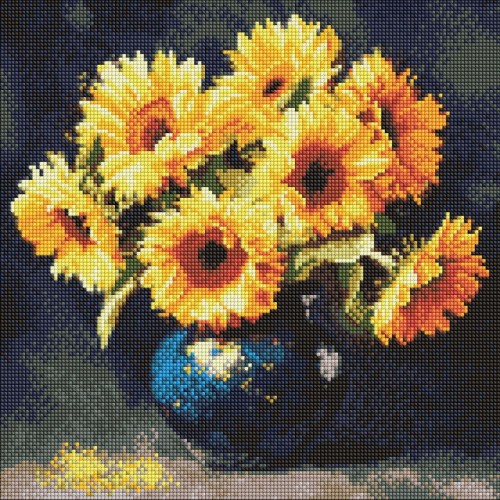 Алмазная мозаика "Подсолнух в темноте" 40х40 см (Ідейка)