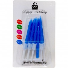 Свічки для торта неонові 10шт з підсвічниками, 6,5 см (СИНІ)