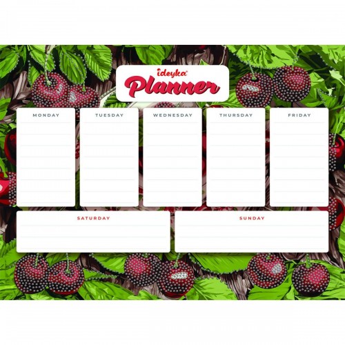 Планер на магнитной основе с алмазной мозаикой "Вишни" 32х40 см (Ідейка)