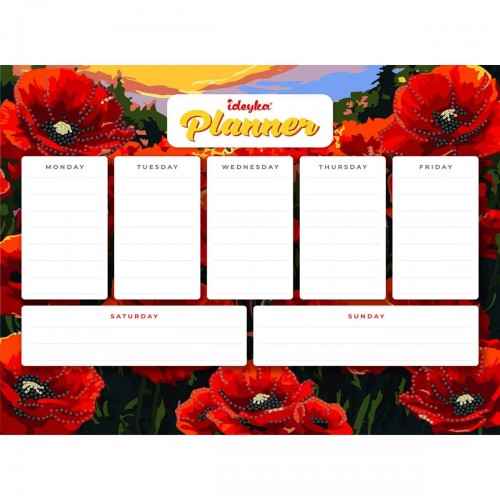 Планер на магнитной основе с алмазной мозаикой "Маки" 32х40 см (Ідейка)