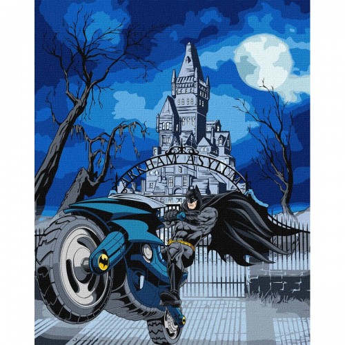 Картина по номерам "Batman: Batcycle с красками металлик extra" 40х50см (Ідейка)