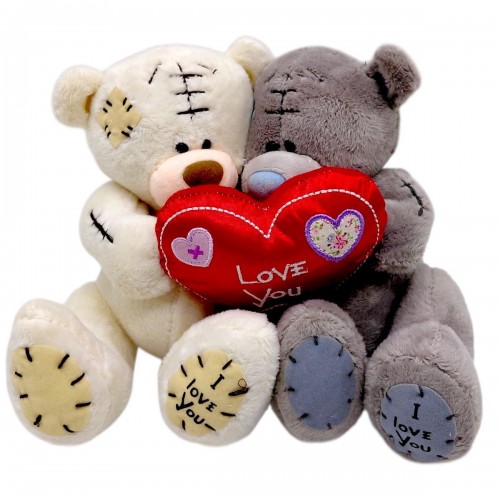 Мягкие игрушки "Пара Мишек" 16 см (СЕРЫЙ+БЕЛЫЙ) (MiC)