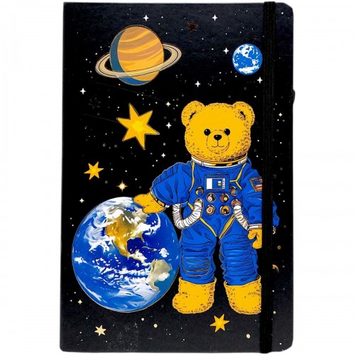 Блокнот "Мишка-космонавт" твердый переплет, А5 (ЧЕРНЫЙ) (Malevaro)
