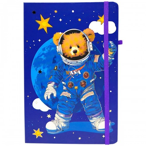 Блокнот "Мишка-космонавт" твердый переплет, А5 (ТЕМНО-СИНИЙ) (Malevaro)