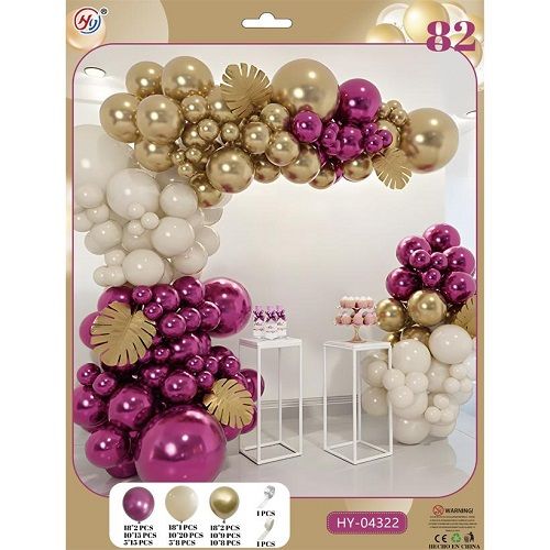 Набір повітряних куль малиново-золоті-білі кольори 82шт для створення фотозони (MiC)