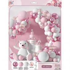 Набір повітряних куль малин.металік/рожева пастель/білий кольорів 82шт для створення фотозони арки