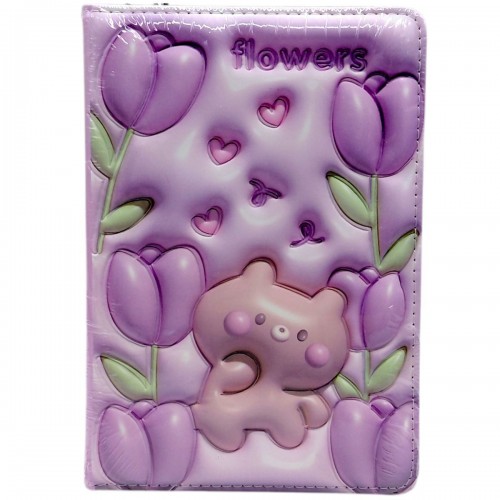 Блокнот 3D.Мишка , ФОРМАТ А5 (ФИОЛЕТОВЫЙ) (Malevaro)