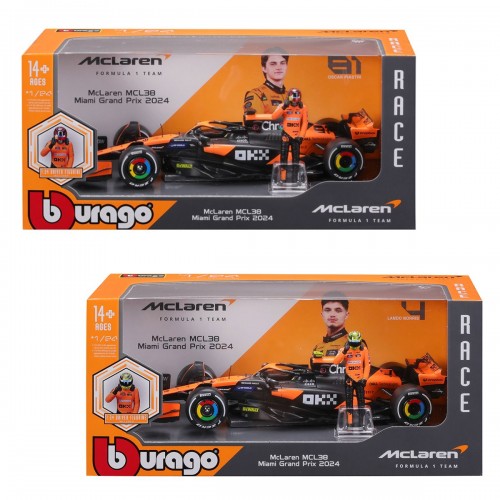 Автомодель с фигуркой - McLaren MCL38 (1:24) (Bburago)