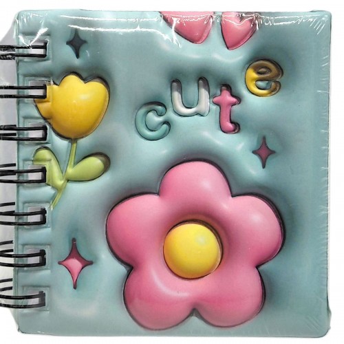 Блокнот 3D на пружине 10Х9,5 см "Цветы" (БИРЮЗОВЫЙ) (Malevaro)