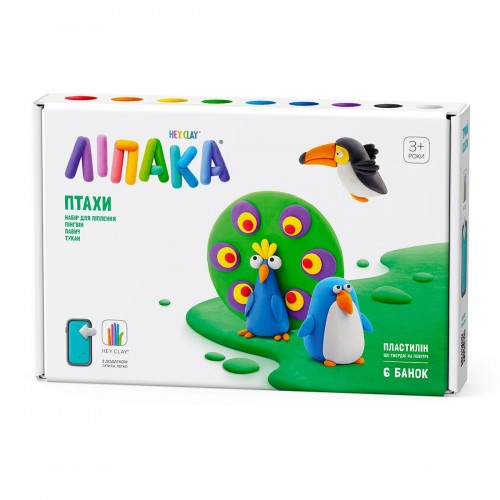 Набор пластилина Липака – Птицы: Пингвин, павлин, тукан (Lipaka)