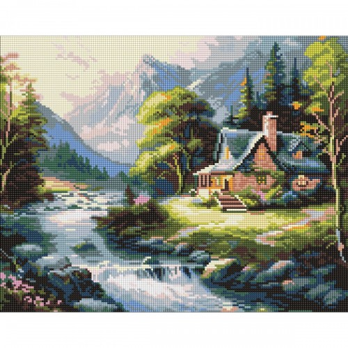 Алмазна мозаїка "Будиночок у горах" 40х50 см (Ідейка)