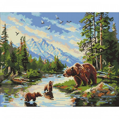 Алмазна мозаїка "Ведмедиця і ведмежата" 40х50 см (Ідейка)