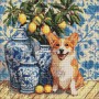 Алмазна мозаїка "Коргі та лимони" 40х40 см (Ідейка)