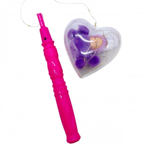 Светяшка "Сердце с куклой-брелоком" (ФИОЛЕТОВАЯ) на палочке (MiC)