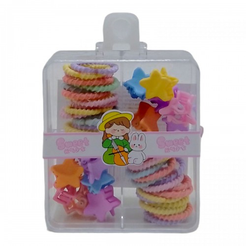 Набор резинок и заколок "Радуга" (12 заколок + 44 резинки) (MiC)