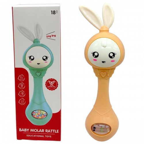 Інтерактивне брязкальце Зайчик, світло, звук (ПОМАРАНЧЕВИЙ) (Sobebear)