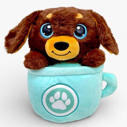 Мягкая игрушка "Собачка в чашке" 25 см (бирюзовый) (MiC)