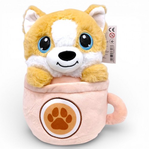 Мягкая игрушка "Собачка в чашке" 25 см (светло-коричнева) (MiC)