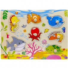 Вкладыши деревянные с ручками, 30х22.5 см. (Морские животные)