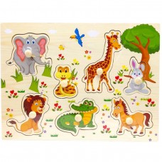 Вкладыши деревянные с ручками, 30х22.5 см. (Животные, вид3)