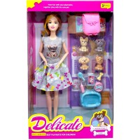 Лялька (висота 30 см, суглоби на шарнірах, 4 фігурки улюбленців, аксесуари для них, зйомне взуття) ВИД 2