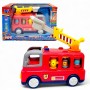 Музыкальная машинка "Пожарная машина" (песни, интересные факты, стишки, подсветка, сирена, 2 режима громкости, трещотки, телескопическая стремянка вращается на 360°, фигурка пожарного) (Wtoys)