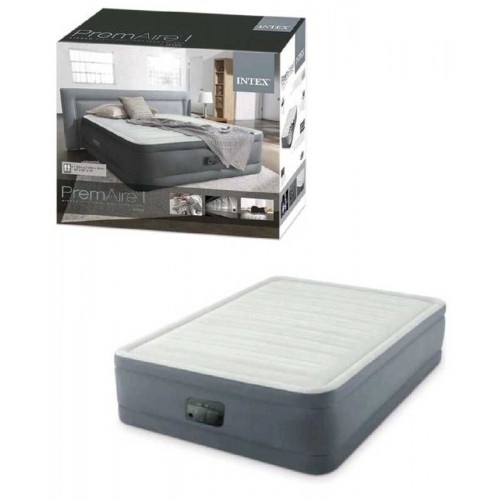 Велюровый матрас (152х203х46 см), встроенный электронасос, двуспальный (Intex)