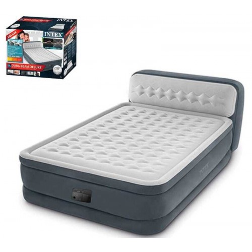 Матрац із узголівʼям і з вбудованим насосом 220-240V, розмір:152х236х86см, двоспальний (Intex)