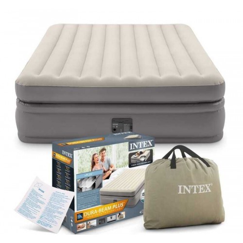 Велюровий матрац (розмір 152х203х51 см), вбудований електронасос 220V, двоспальний (Intex)