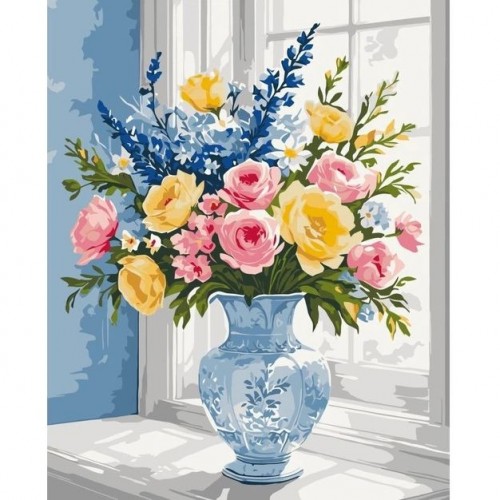 Картина за номерами "Квіти на підвіконні" 40х50 см (art craft)