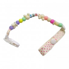 Клипса для пустышки с бусинами (белая)