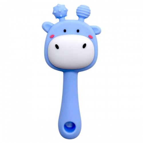 Силіконовий прорізувач-брязкальце Жираф (СИНІЙ) (Mega Zayka)