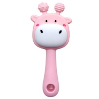 Силіконовий прорізувач-брязкальце Жираф (РОЖЕВИЙ)