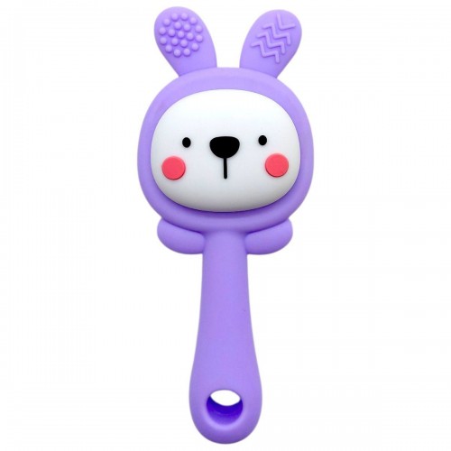 Силіконовий прорізувач-брязкальце "Зайчик" (БУЗКОВИЙ) (Mega Zayka)