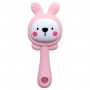 Силіконовий прорізувач-брязкальце "Зайчик" (РОЖЕВИЙ) (Mega Zayka)