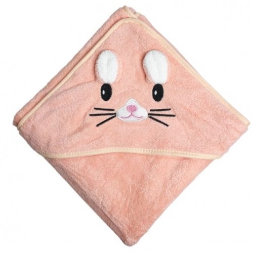 Дитячий рушник з капюшоном, розмір 80*80 см (ПЕРСИКОВИЙ) (Mega Zayka)