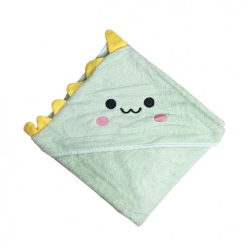 Дитячий рушник з капюшоном "Динозавр", розмір 80*80 см (ЗЕЛЕНИЙ) (Mega Zayka)