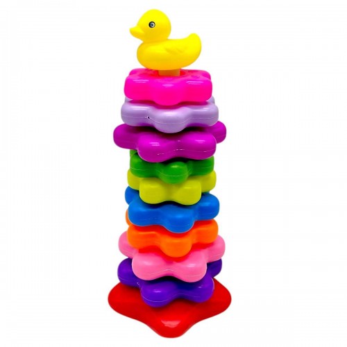 Пірамідка, висота 32 см, фігурка тваринки, 10 кілець різного діаметру, в сітці (MiC)