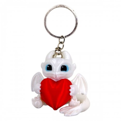 Брелок 3d печать "Беззубик белый с сердечком" (MiC)