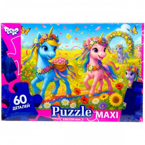 МАКСИ ПАЗЛЫ на 60 ЭЛЕМЕНТОВ (Единороги в поле) (Dankotoys)