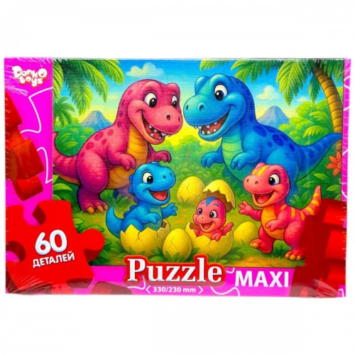 МАКСІ ПАЗЛИ на 60 ЕЛЕМЕНТІВ (ДІНО СІМʼЯ) (Dankotoys)