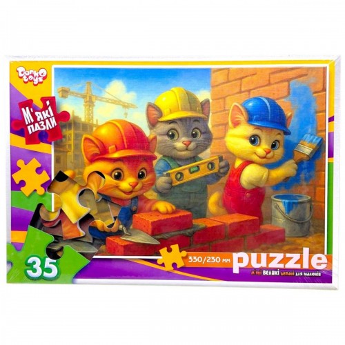 Мягкие пазлы 35 элементов (КОТЫ СТРОИТЕЛИ) (Dankotoys)