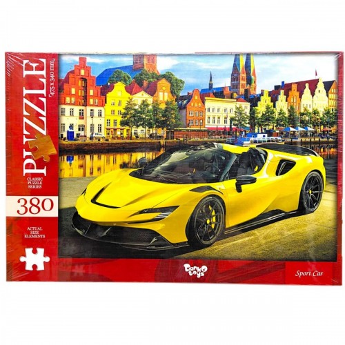 ПАЗЛИ, 380 ЕЛЕМЕНТІВ для дітей та дорослих (ЖОВТИЙ СПОРТКАР) (Dankotoys)
