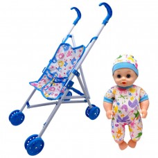 Коляска с куклой сидячая H01-63 в шарик р.62x20см YG Toys