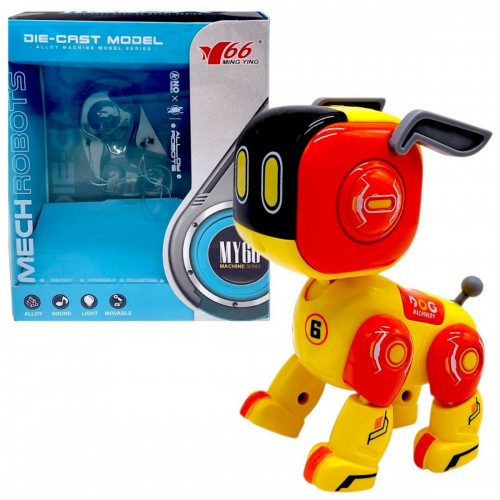 Металлический песик, свет, звук (Оранжево-желтый) (MING YING)