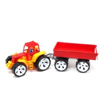 Трактор с прицепом, желтый